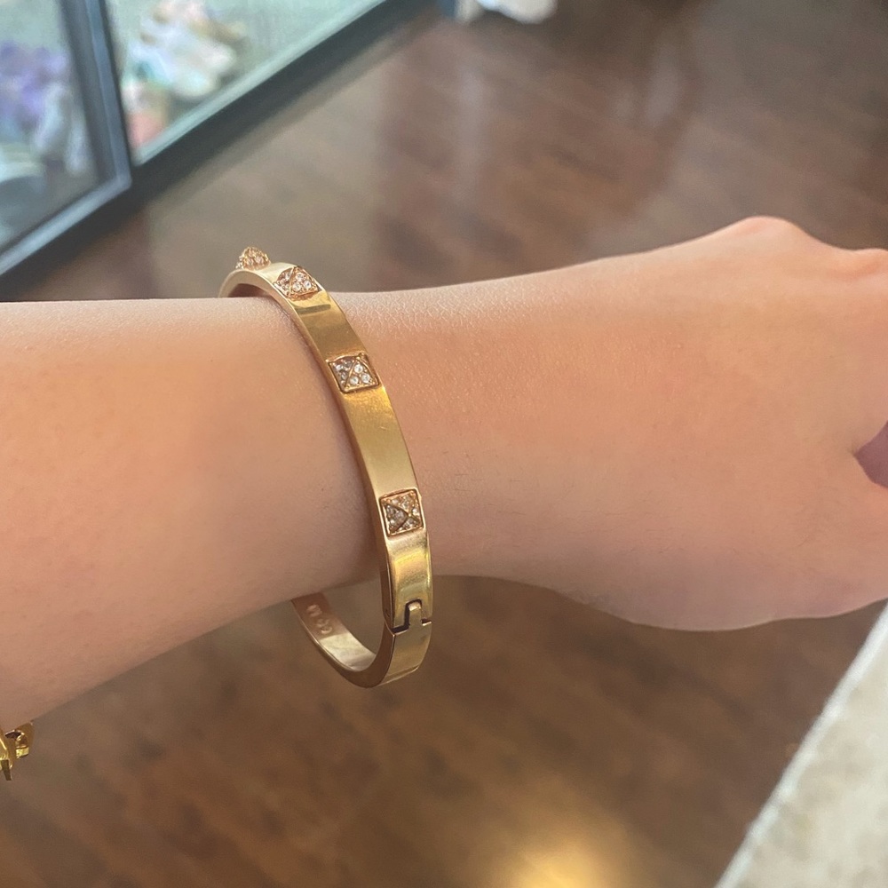 Swarovski Rose Gold tactic 5 pyramid bangle bracelet